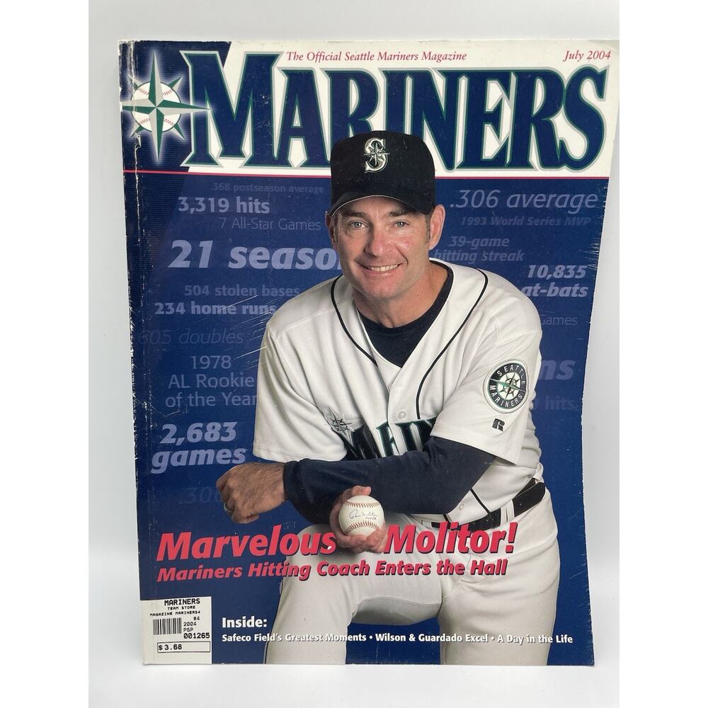 July 2004 Seattle Mariners Magazine Paul Molitor Edgar Martinez Bret Boone